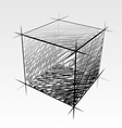 Hand drawn isolated cube vector image