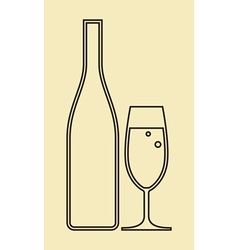 Glass of champagne and bottle vector image