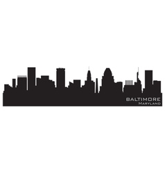 Baltimore maryland skyline detailed silhouette vector image