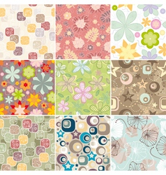 Set of seamless floral pattern vector image