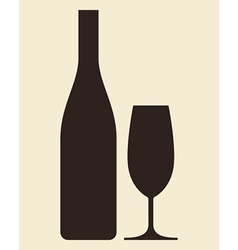 Glass of champagne and bottle vector image