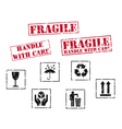 Fragile rubber stamps vector image