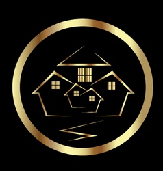 Gold houses icon vector image