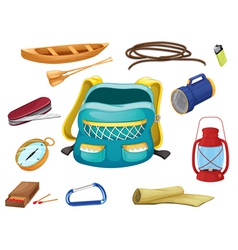 Various camping objects vector image