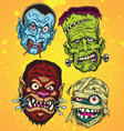Halloween Monster Head Set vector image