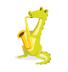 Musical animals Crocodile Saxaphone vector image