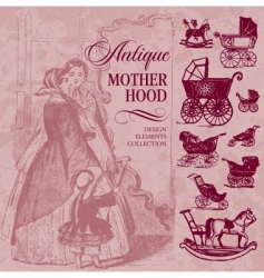 Motherhood antique set vector image