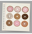 Doodle style donut or doughnut in format Set vector image