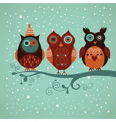 Three cute owls vector image