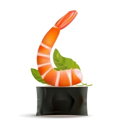 Sushi Shrimp on roll on white vector image