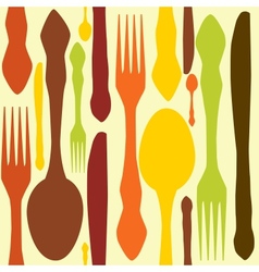 Seamless pattern with forks spoons end knifes vector image