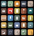 Bedroom flat icons with long shadow vector image