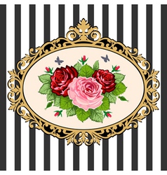 Vintage rose bouquet frame vector image
