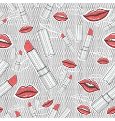 Lips and lipsticks beauty seamless pattern vector image