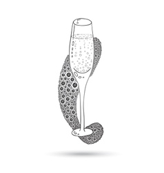 Wine Glass On The Doodle Circular Pattern Isolated vector image