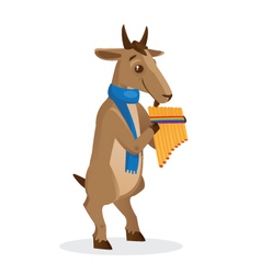 Musical animals Goat Panflute vector image