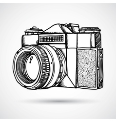 Vintage doodle camera hand-drawn vector image