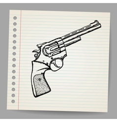 Revolver drawing in doodle style vector image
