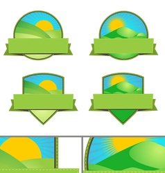 Green Farming Landscape Emblems vector image