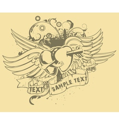 Grunge t-shirt design with hearts Grunge t-shirt design with hearts vector image