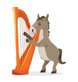 Musical animals horse harp vector image