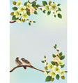 Sakura bird postcard menu vector image