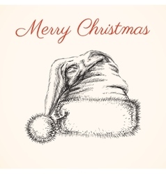 Santa Hat Isolated Hand Drawn llustration vector image
