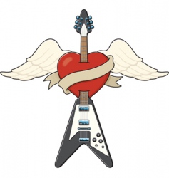 Guitar and heart tattoo vector image