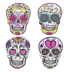 Mexican sugar skulls with floral pattern vector image