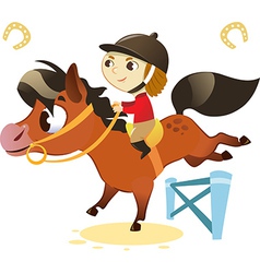 Child with Small Horse jumping a Hurdle Child with Small Horse jumping a Hurdle vector image