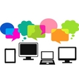 Different computer icons with speech bubbles vector image