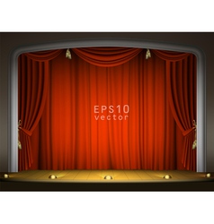 Empty stage with red curtains vector image