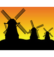 Dutch windmill silhouettes vector image