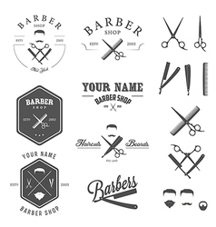 Set of vintage barber shop design elements vector image