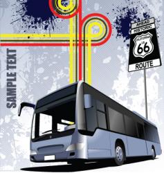 Bus with background vector image