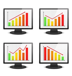Computer monitors with graphs vector image