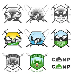 Set of vintage camping labels and badges vector image