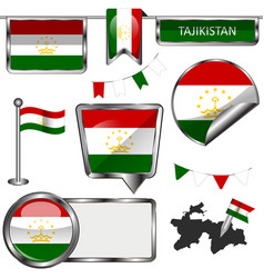 Glossy icons with flag of tajikistan Glossy icons with flag of tajikistan vector image