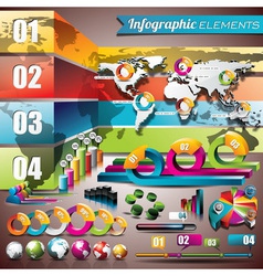 World map design set of infographic elements vector image