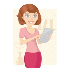 Business woman with tablet computer vector image