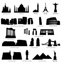 Landmarks silhouette set vector image