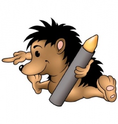 Hedgehog and wax crayon vector image