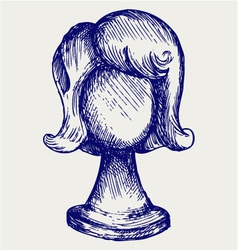 Wig on mannequin head vector image