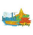 Hong kong doodles vector image