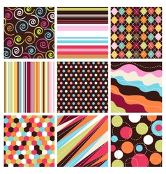 Seamless patterns with fabric texture vector image