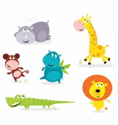 Six cute safari animals vector image