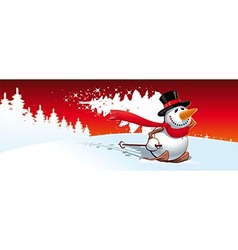 Snowman and Christmas tree vector image