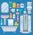 Bath equipment icons made in modern shower flat Bath equipment icons made in modern shower flat vector image