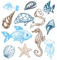 Marine life drawing vector image