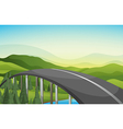 A curve road with pine trees vector image